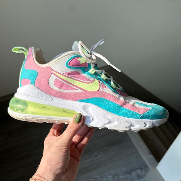 Nike Air Max 270 React in Pink, Blue, & Yellow - Picture 1 of 6